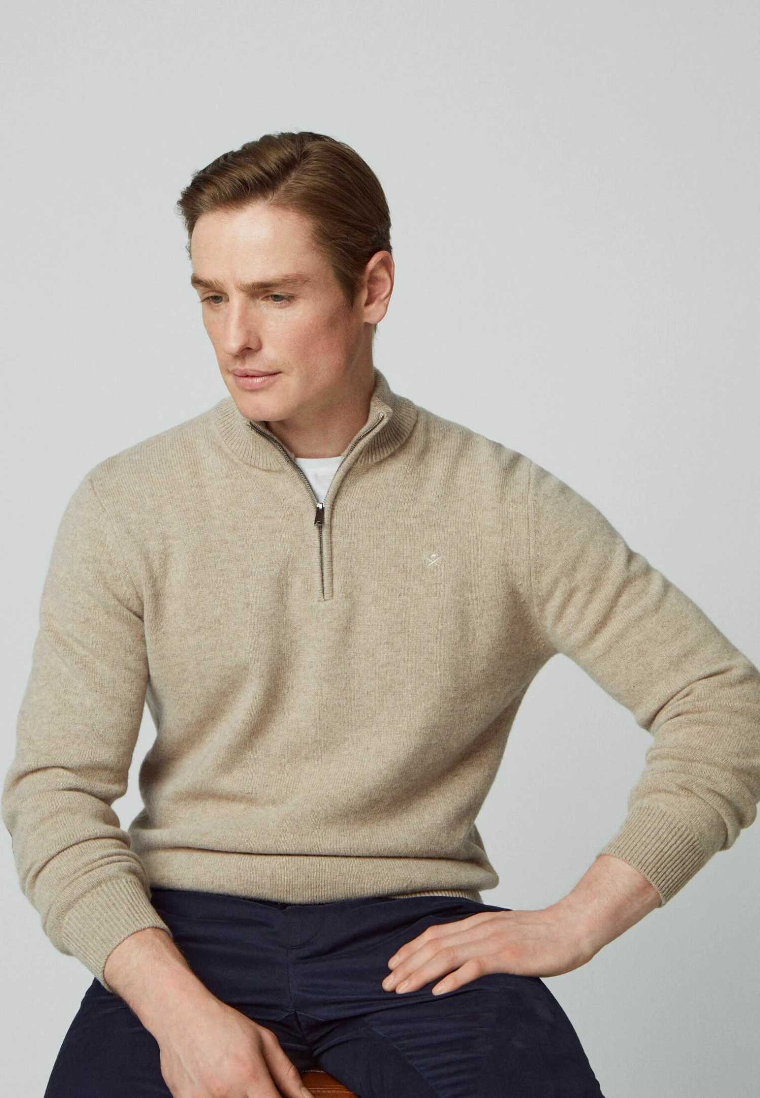 Hackett London Zip - Trui - Tan Brown 7 Hackett London Zip - Trui - Tan Brown - Afbeelding 7