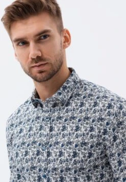 Long Sleeved - Overhemd - White And Navy Blue 8 Long Sleeved - Overhemd - White And Navy Blue -Herenmode 0b83242d94634b88b7e549525710b337