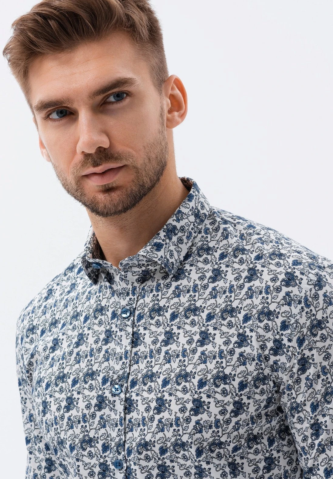 Long Sleeved - Overhemd - White And Navy Blue 4 Long Sleeved - Overhemd - White And Navy Blue - Afbeelding 4