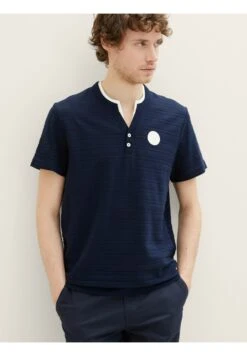 Tom Tailor Serafino Mit Struktur - T-Shirt Basic - Sky Captain Blue -Herenmode 0d64ebb01ad549fa88746038820647a4