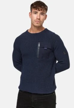Indicode Jeans Trui - Navy -Herenmode 0ee17d908e50434b867a543af7b3868b