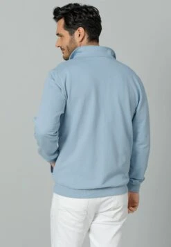 Sweater Met Rits - Hellblau -Herenmode 1de1e15a826b4953b654a13437af85be
