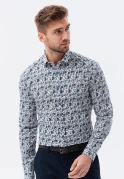 Long Sleeved - Overhemd - White And Navy Blue
