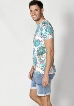 Koroshi Short Sleeve- T-Shirt Print - Blanco White -Herenmode 4bc1cacfeef740d4a9986dfc08d07ac6