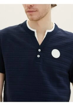 Tom Tailor Serafino Mit Struktur - T-Shirt Basic - Sky Captain Blue -Herenmode 656c924a4db241e7aec7870465ac55b5