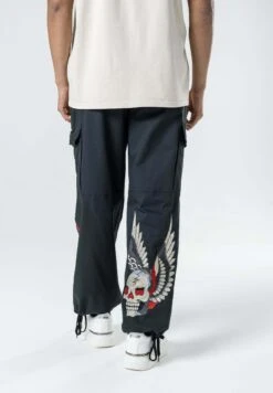 Ed Hardy Destiny Skull Wings - Cargobroek - Washed Black