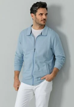 Sweater Met Rits - Hellblau -Herenmode 8d0c2ca662cc46ffa2cc95a453de4814