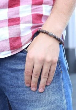 Met Bronzonite Stenen Boeddha - Armband - Silver-Coloured