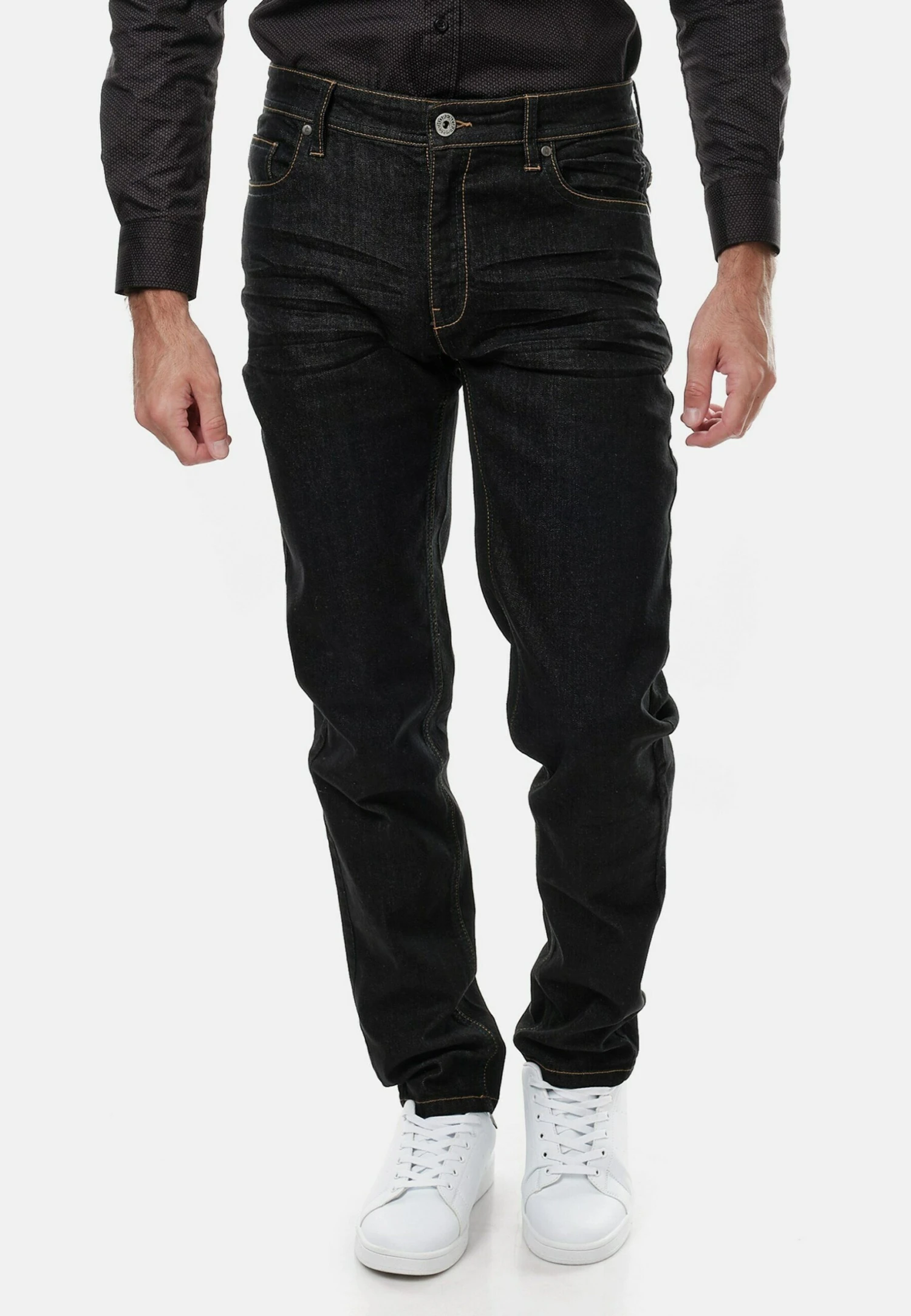 Straight Leg Jeans - Noir Ébène 1 Straight Leg Jeans - Noir Ébène