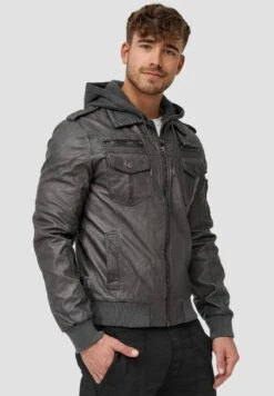 Indicode Jeans Aaron - Imitatieleren Jas - Raven -Herenmode a8df0cc11de445b3a47c640a41986620