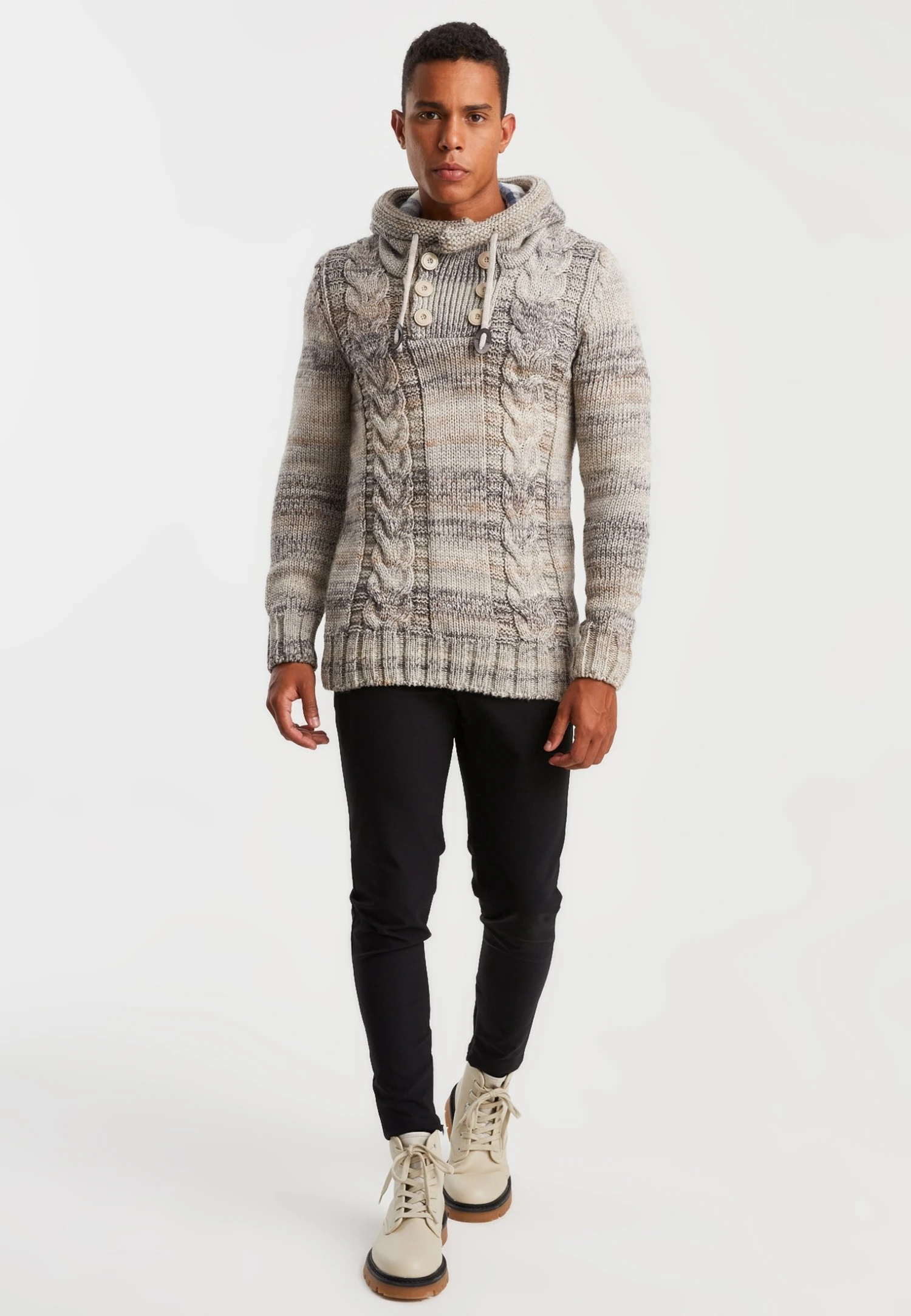 Mit Kapuze - Hoodie - Beige 2 Mit Kapuze - Hoodie - Beige - Afbeelding 2