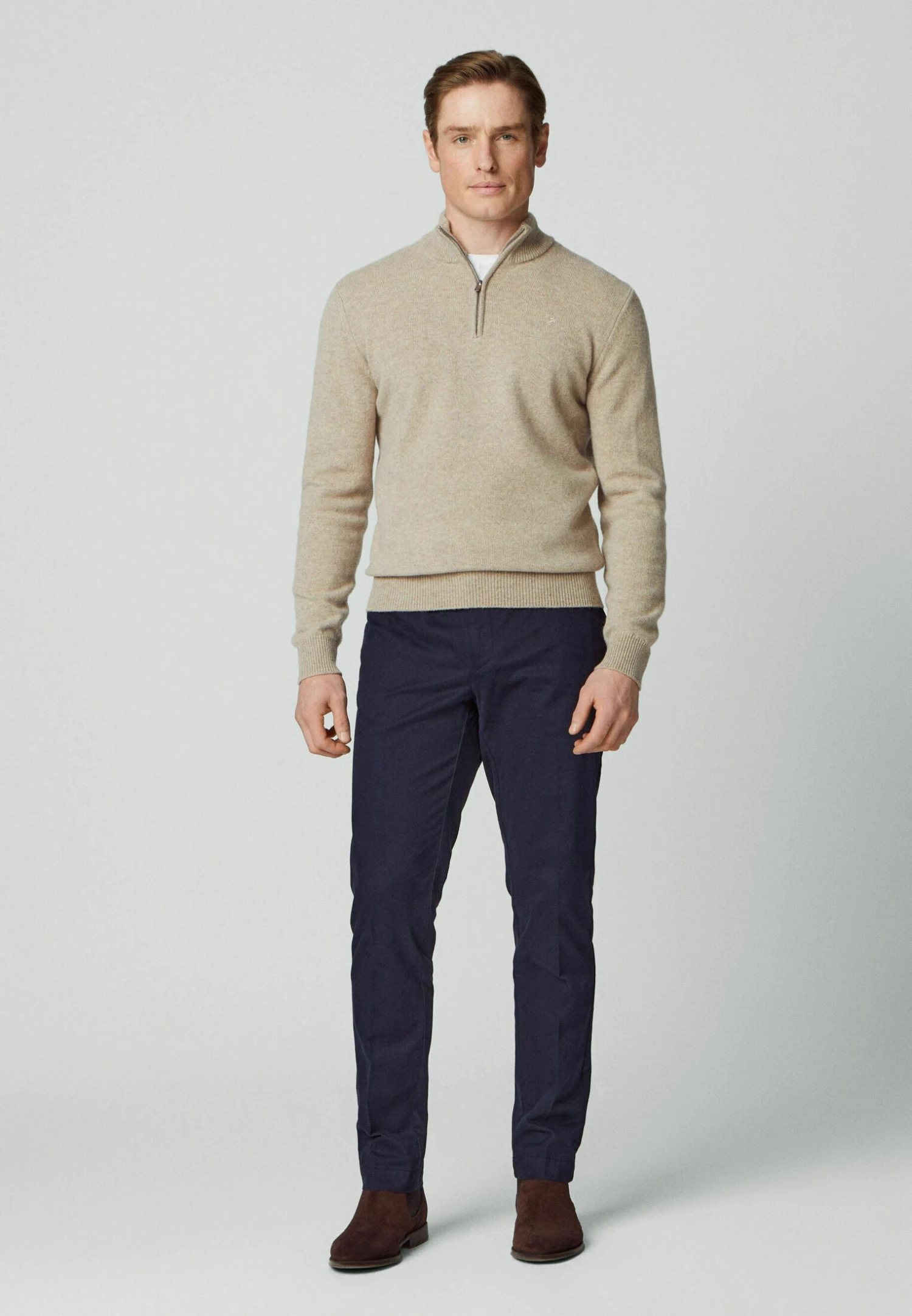 Hackett London Zip - Trui - Tan Brown 2 Hackett London Zip - Trui - Tan Brown - Afbeelding 2