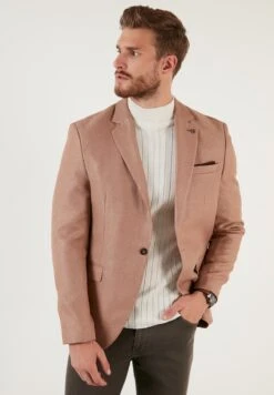 Slim Fit - Blazer - Beige -Herenmode eb04a9b2fcb24f26964100921e174fe8