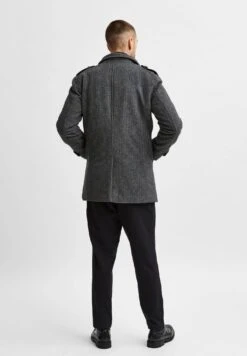 Selected Homme Slhnoah- Mantel - Dark Grey Pattern:Salt/Pepper -Herenmode f39b7d20eb3e48209600c799a71e7092